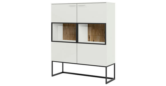 HIGHBOARD 120,3/147/42,4 cm  - Eichefarben/Weiß, Design, Glas/Holz (120,3/147/42,4cm) - Moderano