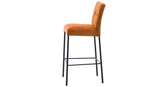 BARHOCKER Webstoff Orange, Schwarz Eisen Stoffauswahl  - Schwarz/Orange, Design, Textil/Metall (46/91/61cm) - Xora