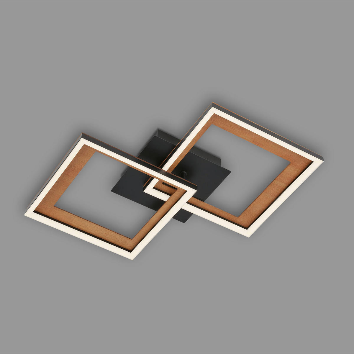 LED SVJETILJKA STROPNA Frame  - crna, Natur, drvo/metal (44/44/8cm)