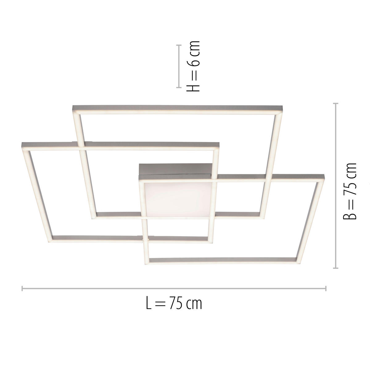 LED-DECKENLEUCHTE Asmin 75/75/6 cm   - Silberfarben, Design, Kunststoff/Metall (75/75/6cm)
