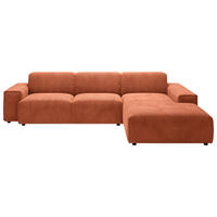 ECKSOFA 9125 Aprikose Cord  - Aprikose/Schwarz, Design, Kunststoff/Textil (300/189cm) - Pure Home Lifestyle