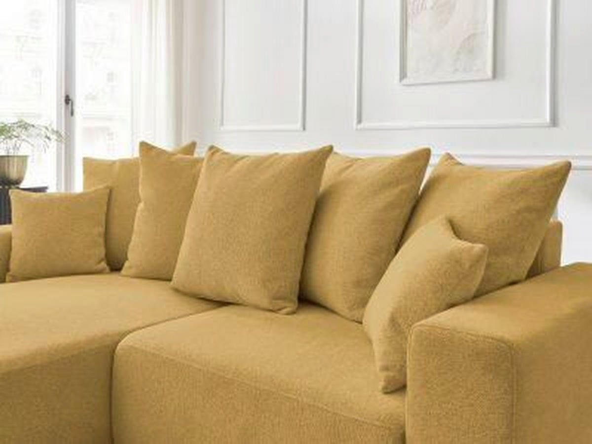 ECKSOFA Ottomane links  ATILLA Gelb Flachgewebe  - Gelb/Schwarz, MODERN, Kunststoff/Textil (149/244cm)