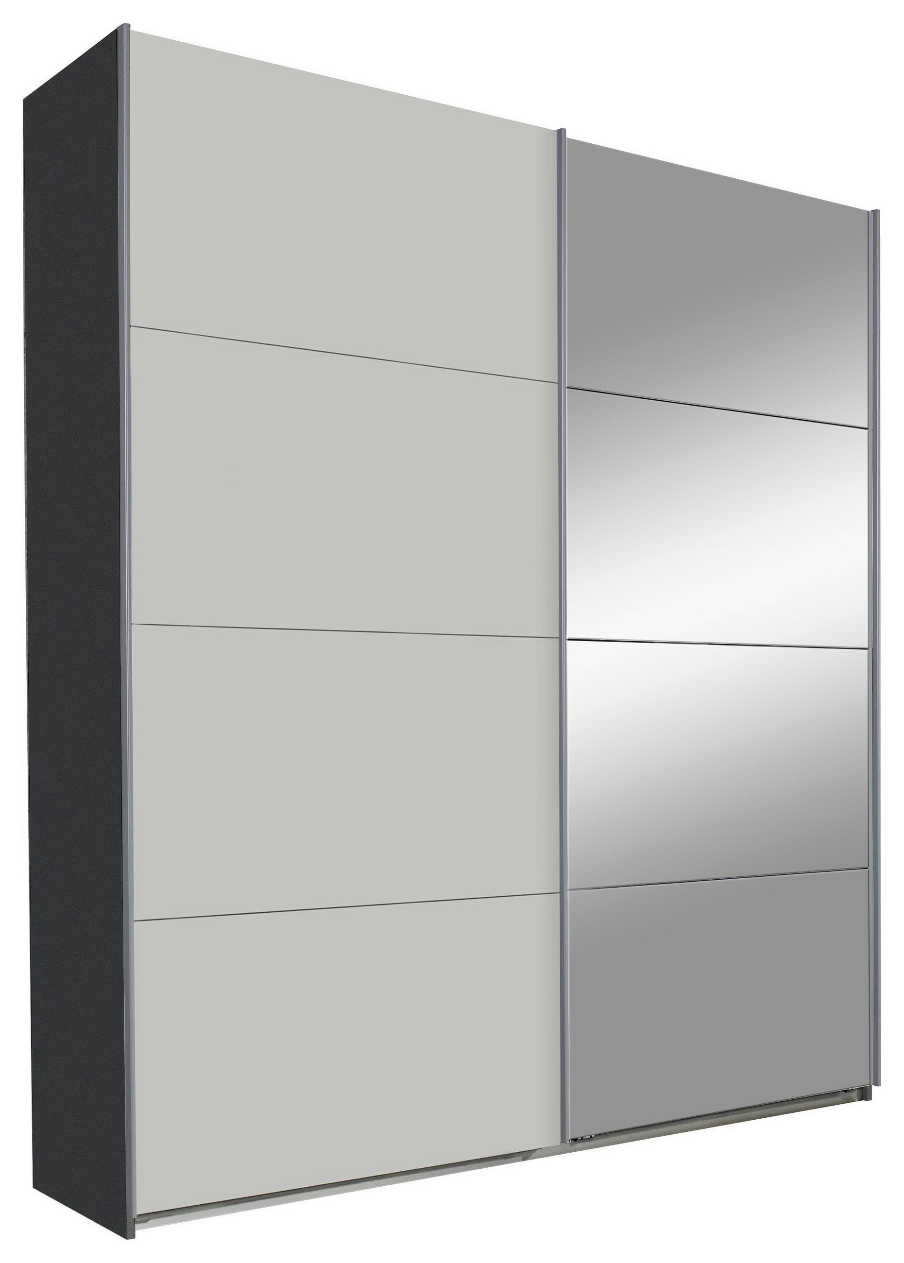 GARDEROB MED SKJUTDÖRRAR 181/210/62 cm 2-dörrar - aluminiumfärg/grafitfärgad, Klassisk, metall/trämaterial (181/210/62cm) - Xora