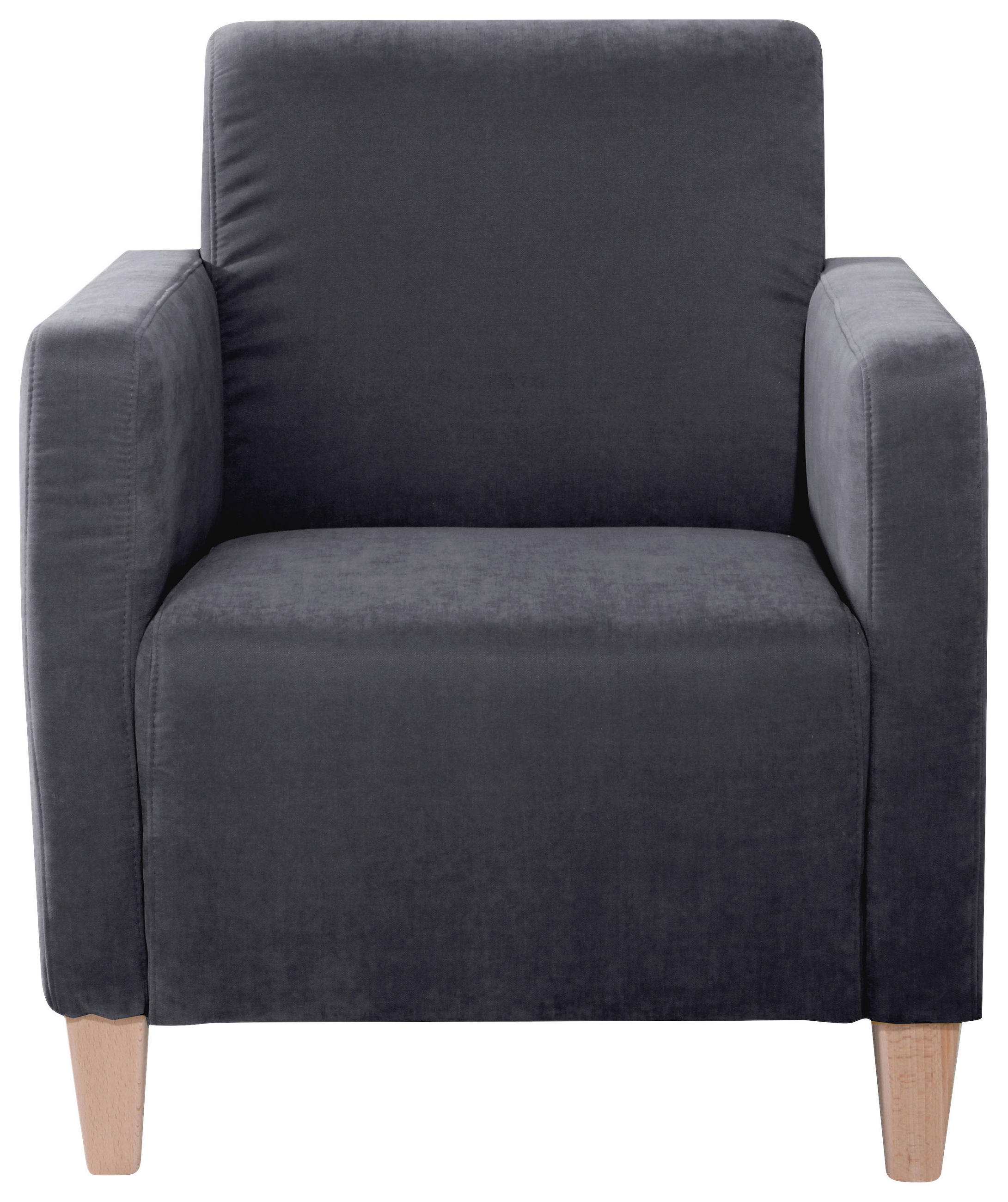 SESSEL in Velours Anthrazit  - Anthrazit/Naturfarben, Design, Holz/Textil (71/81/70cm) - Max Winzer