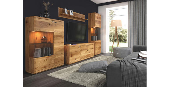 LOWBOARD  in 165/62/48 cm  - Eichefarben/Schwarz, Natur, Holz/Metall (165/62/48cm) - Linea Natura