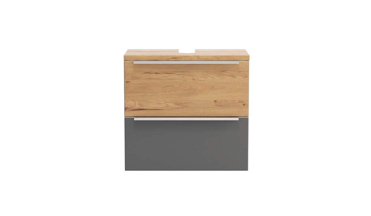 WASCHBECKENUNTERSCHRANK 60/54/35 cm  - Wildeiche/Edelstahlfarben, Trend, Holzwerkstoff/Metall (60/54/35cm) - Held