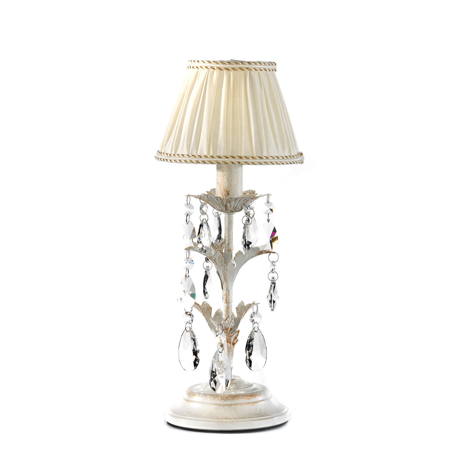 KRISTALL-TISCHLEUCHTE 16/40 cm   - Weiß, Natur, Glas/Textil (16/40cm)