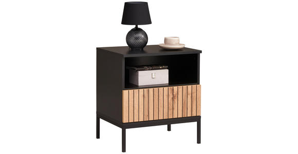 NACHTSCHRANK 51,6/56/38 cm  - Eiche Wotan/Schwarz, KONVENTIONELL, Holzwerkstoff (51,6/56/38cm) - Xora