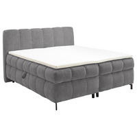 BOXBETT 180/200 cm,  in Grau, Bettkasten, Topper, Matratzen, H2 = mittel  - Schwarz/Grau, KONVENTIONELL, Kunststoff/Textil (180/200cm) - Hom`in