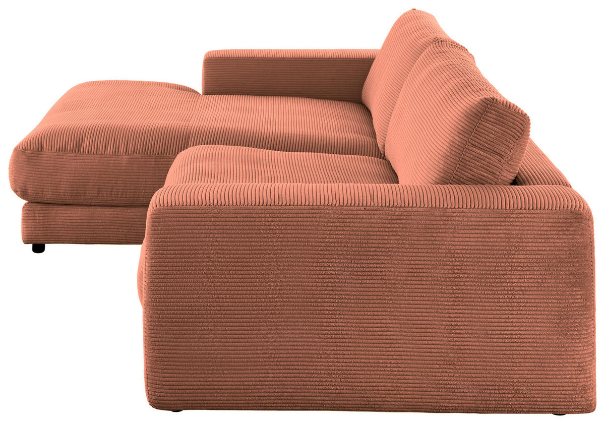 ECKSOFA in Cord Rostfarben  - Rostfarben/Schwarz, Design, Kunststoff/Textil (190/270cm) - Lomoco