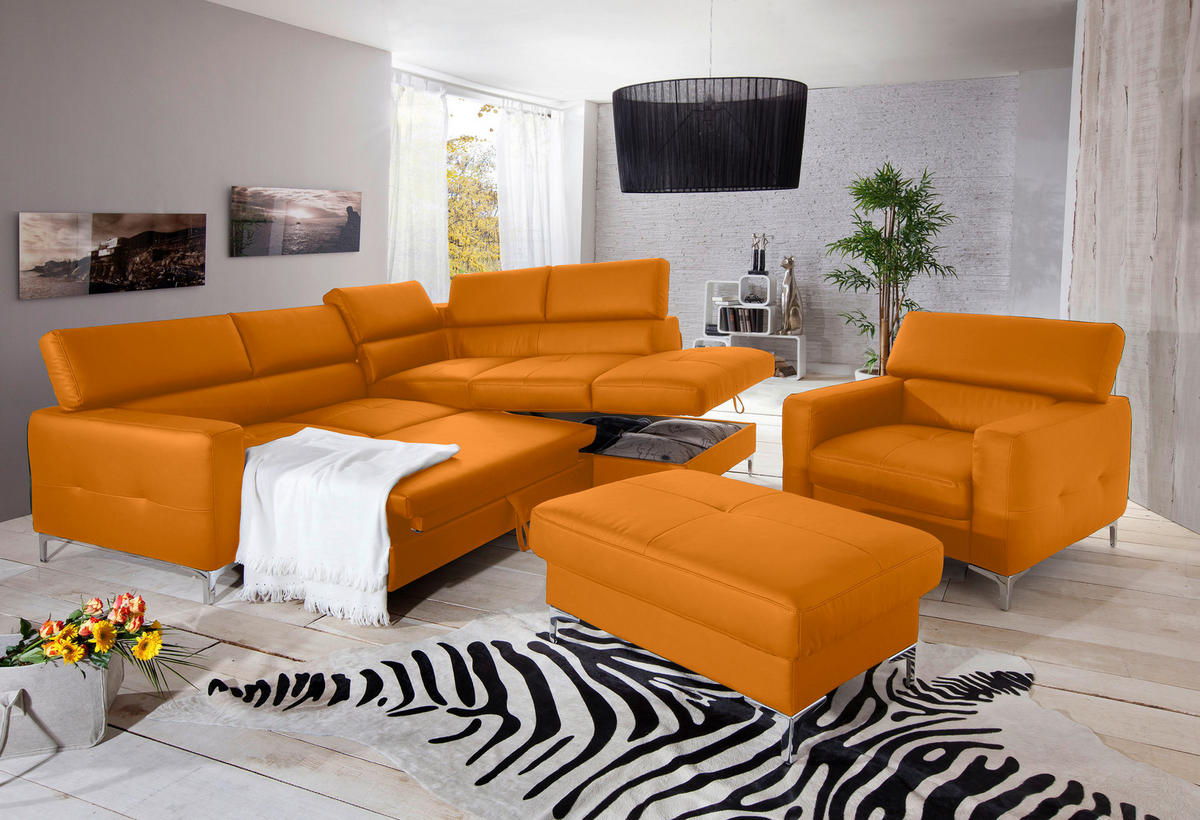 SESSEL Echtleder Gelb    - Chromfarben/Gelb, Design, Leder/Metall (99/78-92/106cm) - Livetastic