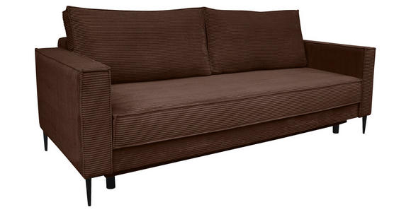 SCHLAFSOFA Cord Dunkelbraun  - Dunkelbraun/Schwarz, KONVENTIONELL, Textil/Metall (222/93/98cm) - Carryhome