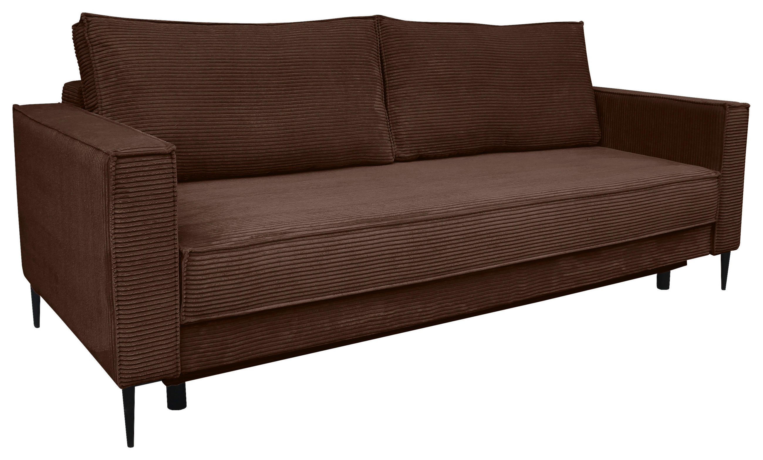 SCHLAFSOFA Cord Dunkelbraun  - Dunkelbraun/Schwarz, KONVENTIONELL, Textil/Metall (222/93/98cm) - Carryhome
