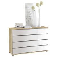 KOMMODE  in 120/80/40 cm  - Chromfarben/Weiß, Design, Glas/Holzwerkstoff (120/80/40cm) - Moderano