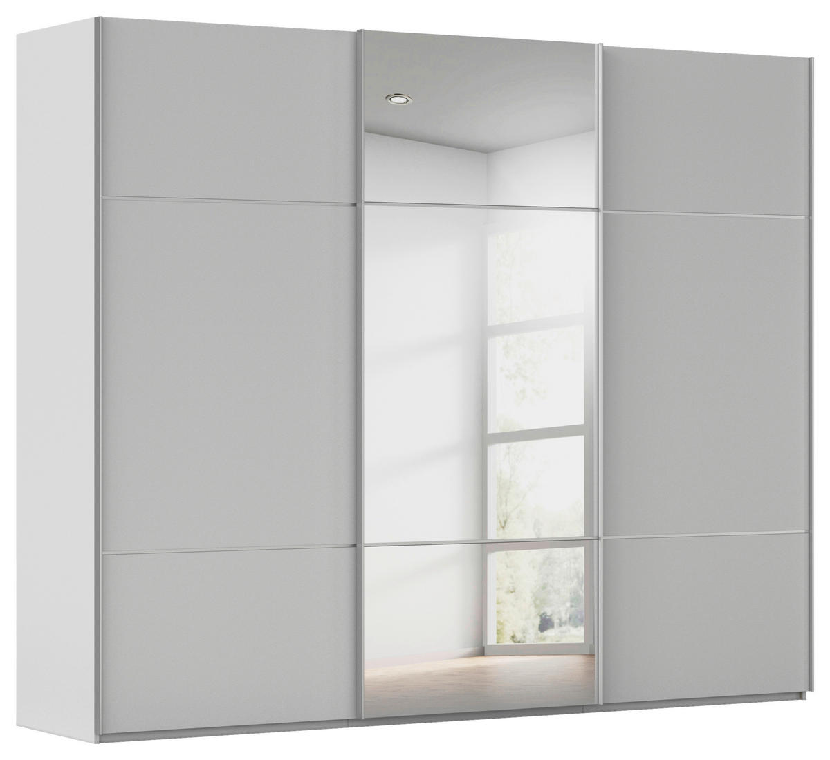 SCHWEBETÜRENSCHRANK  in Grau  - Alufarben/Grau, KONVENTIONELL, Glas/Holzwerkstoff (301/223/68cm) - Novel