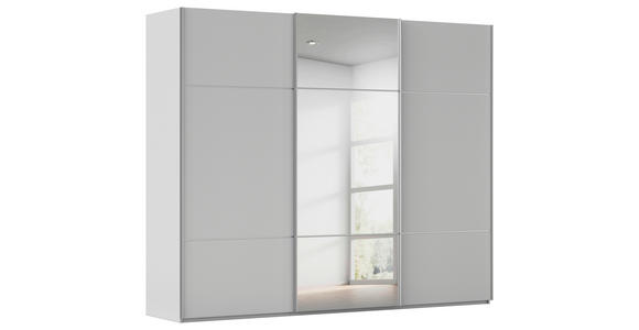 SCHWEBETÜRENSCHRANK  in Grau  - Alufarben/Grau, KONVENTIONELL, Glas/Holzwerkstoff (301/223/68cm) - Novel