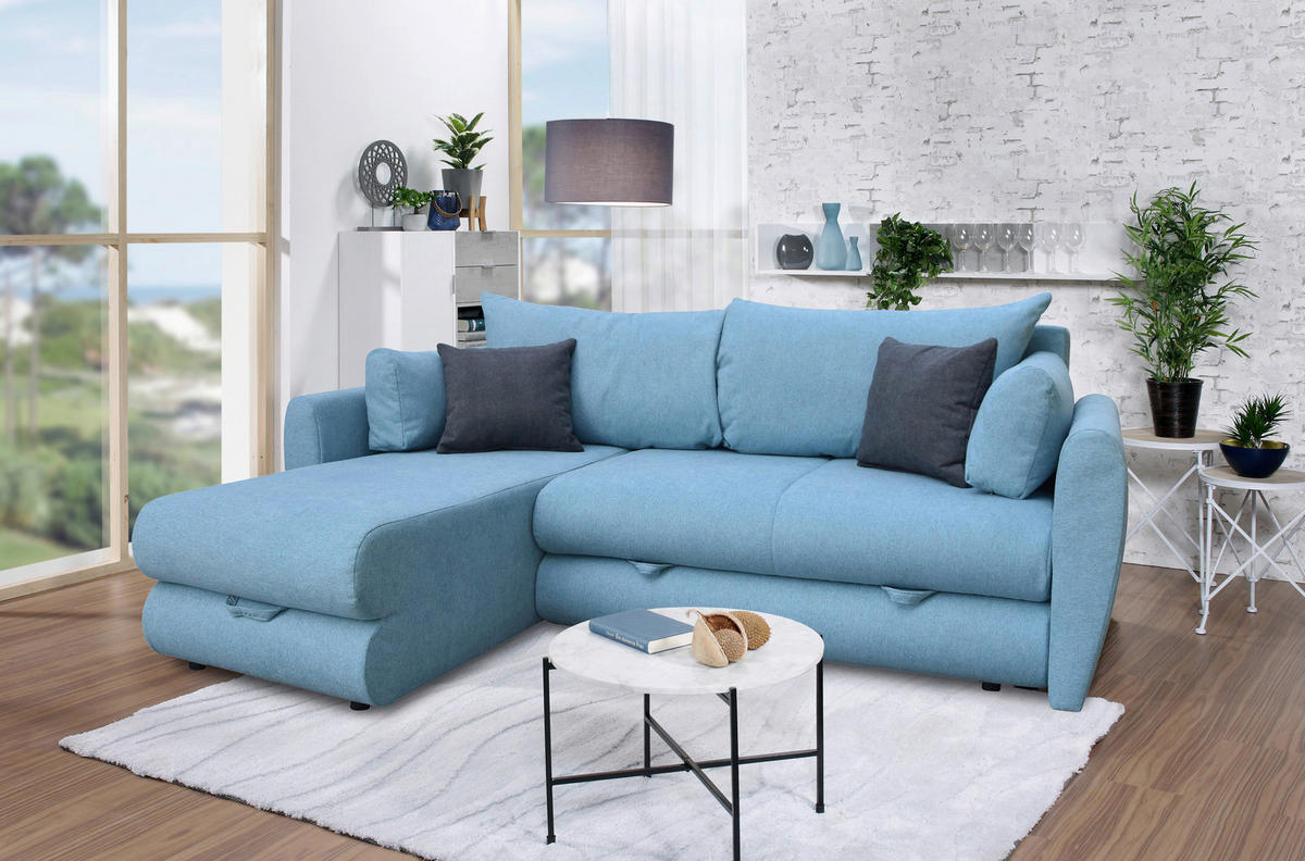 SEDEŽNA GARNITURA, modra  - modra, Design, tekstil (235/90cm) - Ti'me