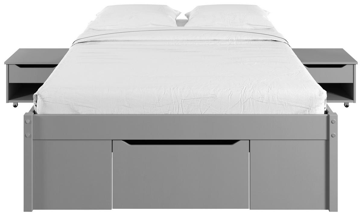 KREVET S PROSTOR. ZA ODLAGANJ   140/200 cm   siva  - siva/prirodne boje, Basics, drvni materijal/drvo (140/200cm) - MID.YOU