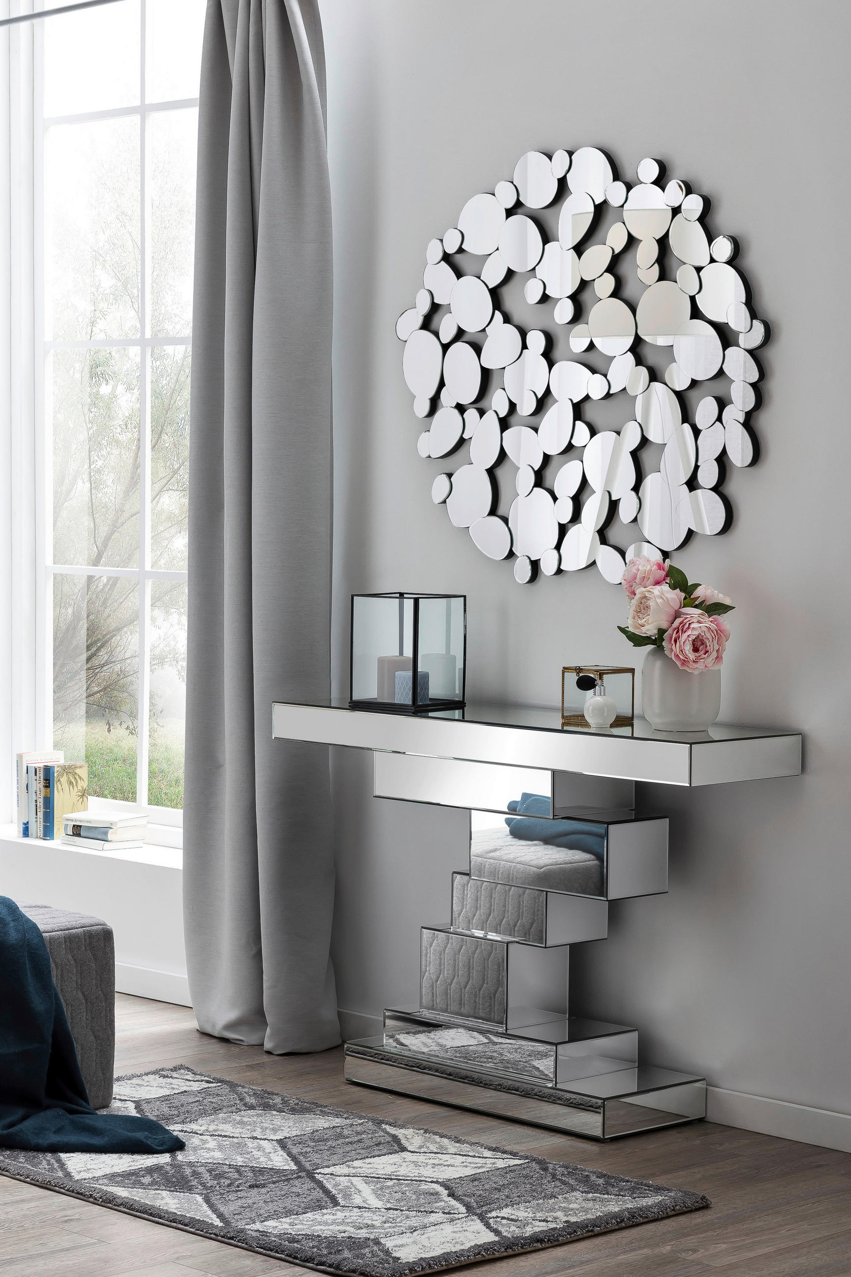 KONSOLENTISCH in Glas, Holzwerkstoff 119/33/80 cm    - Silberfarben, Design, Glas/Holzwerkstoff (119/33/80cm) - Livetastic