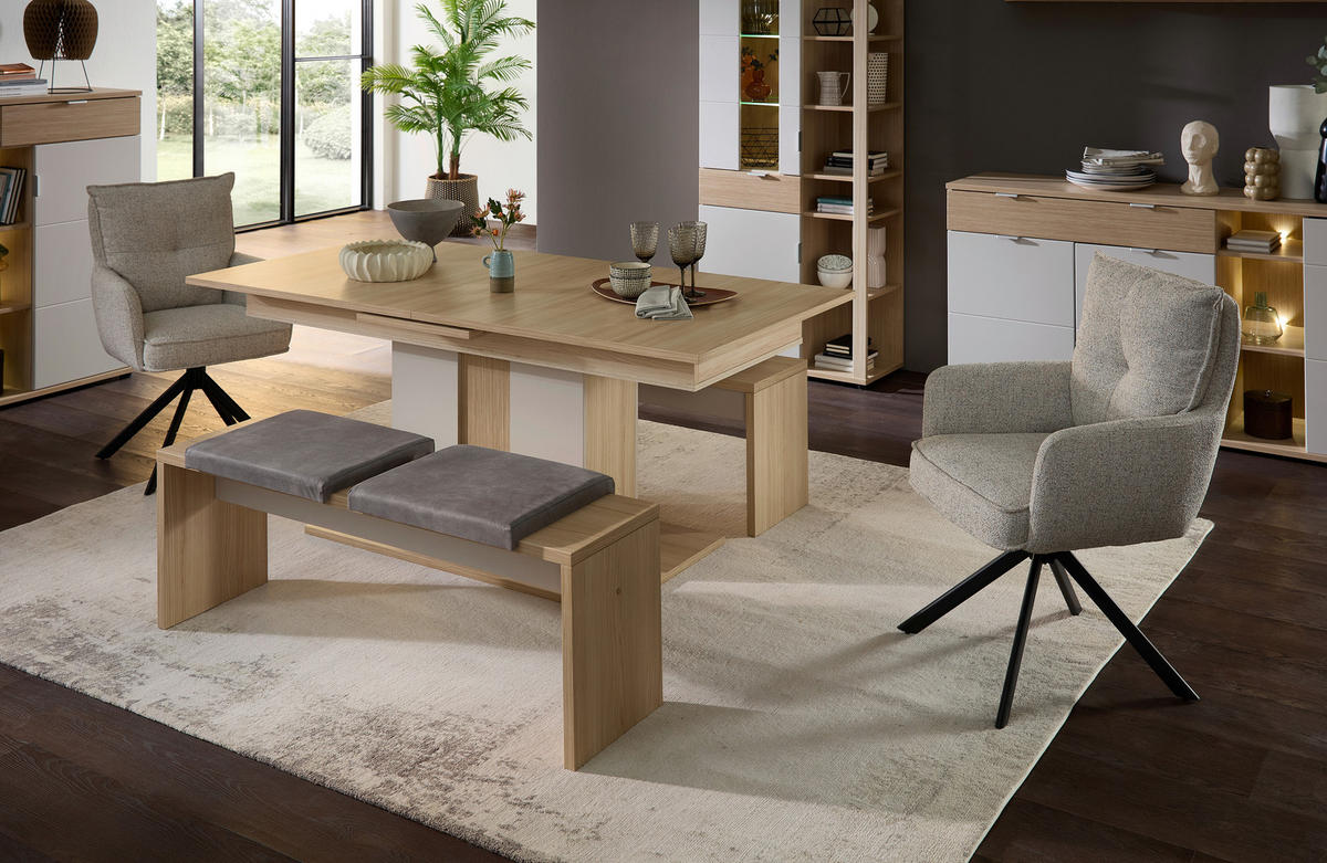 ÜLŐPAD textil, faalapú anyag tölgyfa színű, világosszürke  - világosszürke/tölgyfa színű, Basics, faalapú anyag/textil (130/49/40cm) - Stylife