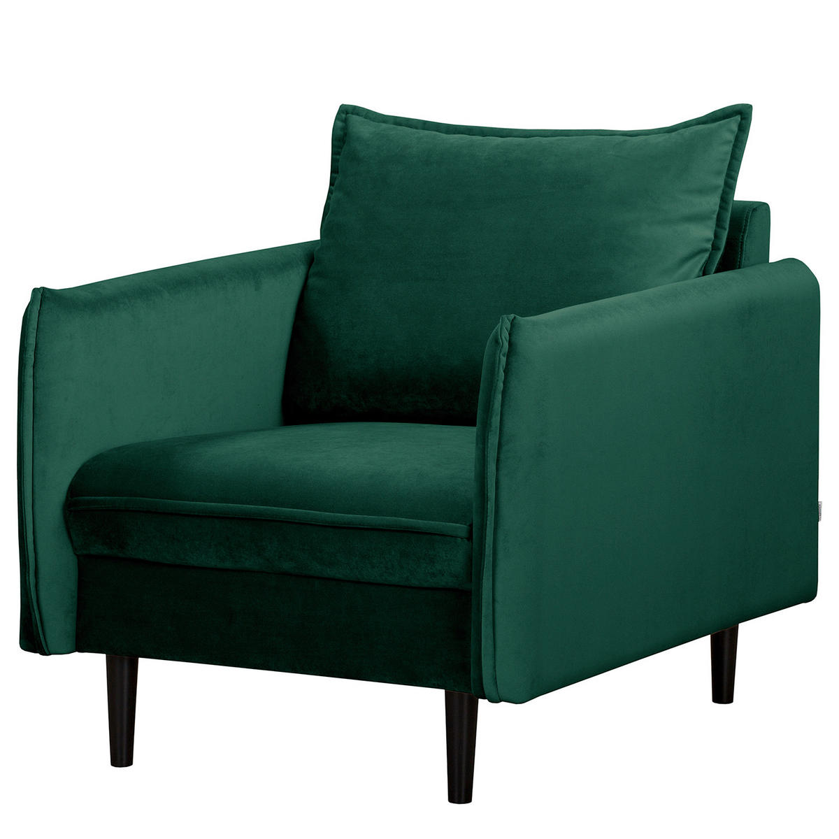 SESSEL in Samt Grün  - Schwarz/Grün, Design, Holz/Textil (74/86/100cm) - P & B
