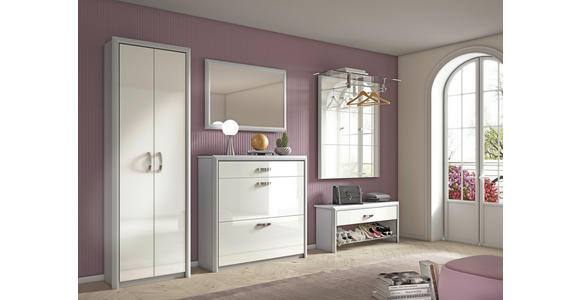 GARDEROBE 5-teilig in 320/195/36 cm - Alufarben/Weiß, Design, Glas/Holzwerkstoff (320/195/36cm) - Dieter Knoll