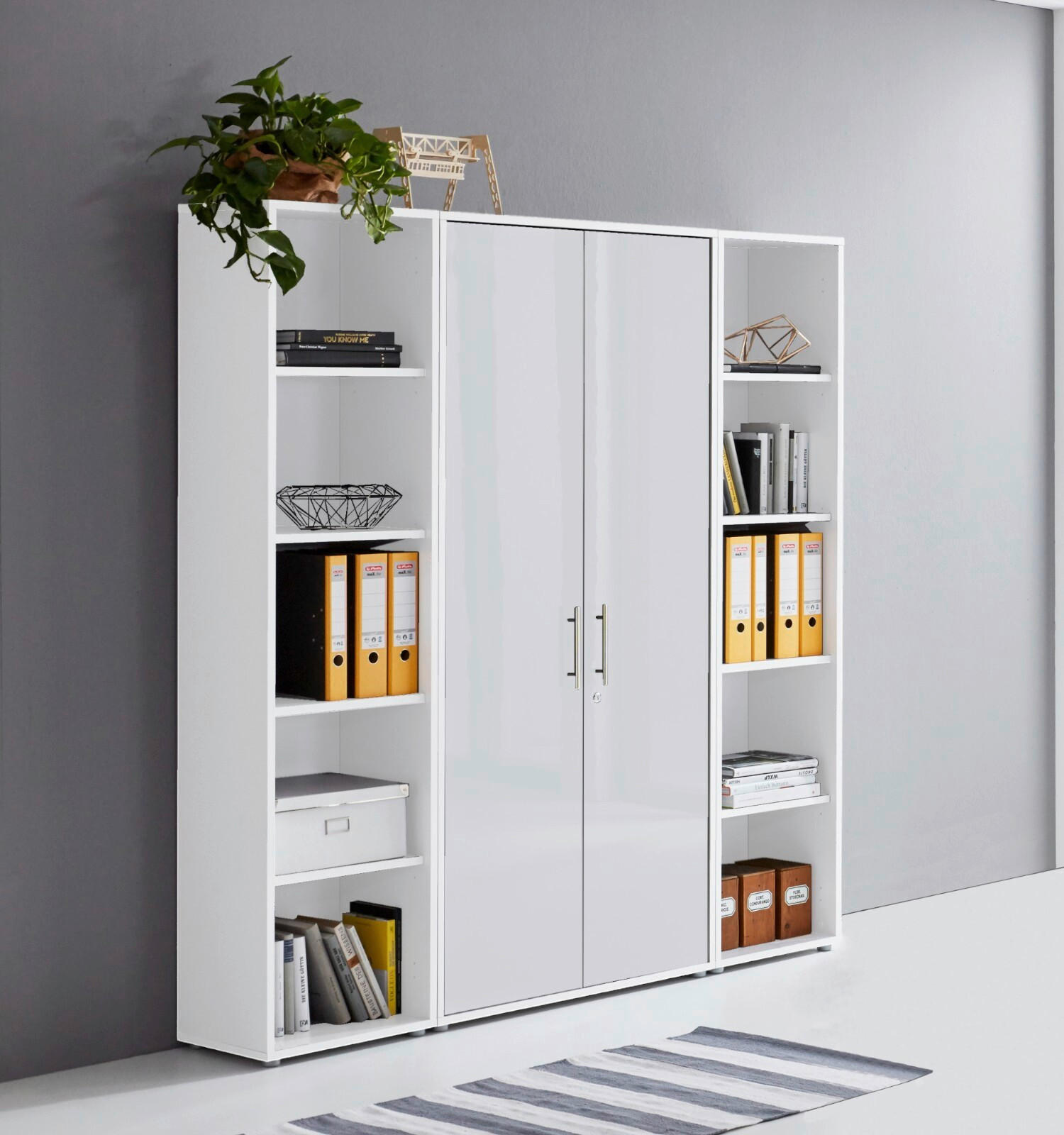 AKTENSCHRANK Weiß, Weiß Hochglanz  - Weiß Hochglanz/Weiß, MODERN, Holzwerkstoff (172,6/185,6/33cm) - MID.YOU