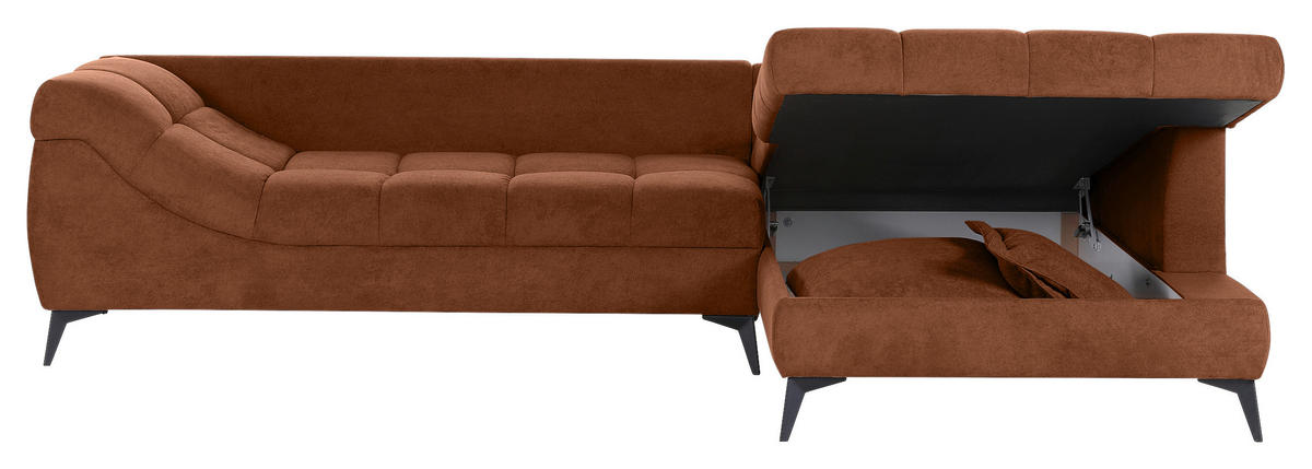 ECKSOFA in Flachgewebe Braun  307/224 cm  - Schwarz/Braun, Design, Textil/Metall (307/224cm) - Stylife