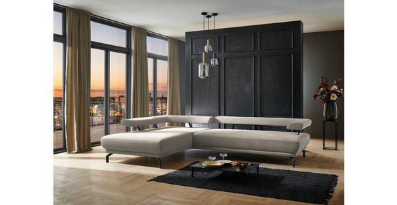 ECKSOFA in Chenille Greige 224/305 cm - Greige/Schwarz, Design, Textil/Metall (224/305cm) - Dieter Knoll