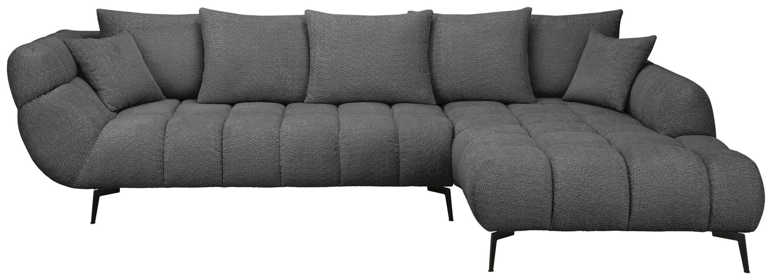 ECKSOFA  Bouclé Schwarz  - Schwarz, Modern, Textil/Metall (318/217cm) - Carryhome