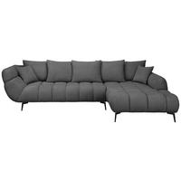 ECKSOFA 318/217 cm  in Bouclé Schwarz Zierkissen, Rückenkissen, Rücken echt  318/217 cm  - Schwarz, MODERN, Textil/Metall (318/217cm) - Carryhome