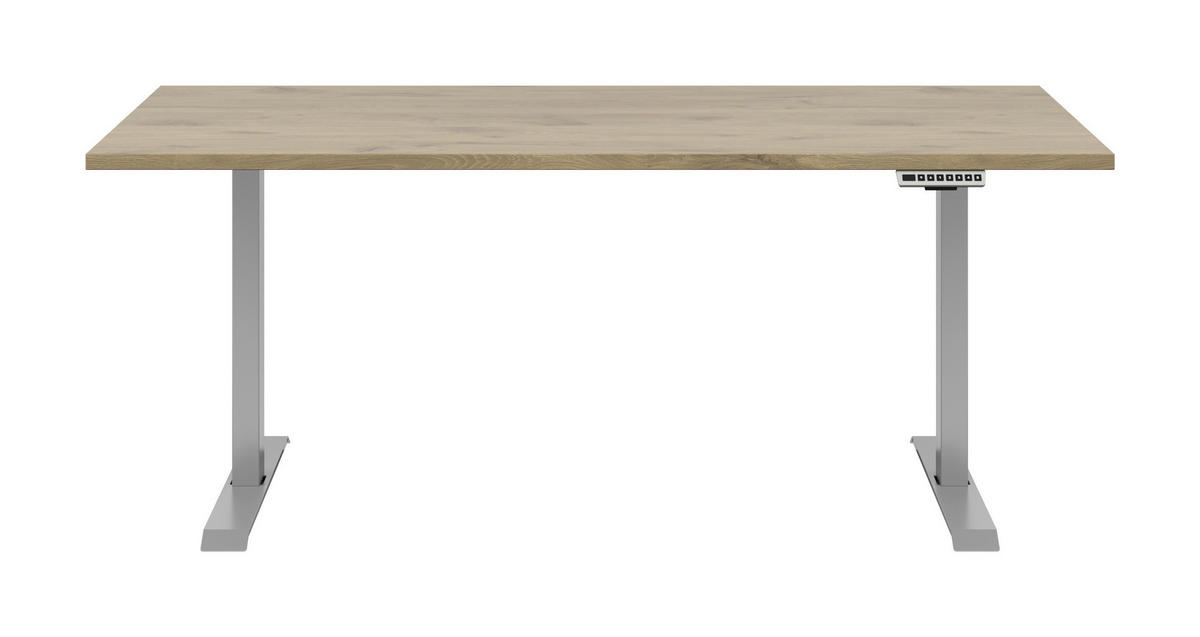 PISALNA MIZA leseni material barve hrasta  - srebrne barve/barve hrasta, Konvencionalno, kovina/leseni material (175/80/72cm) - Voleo