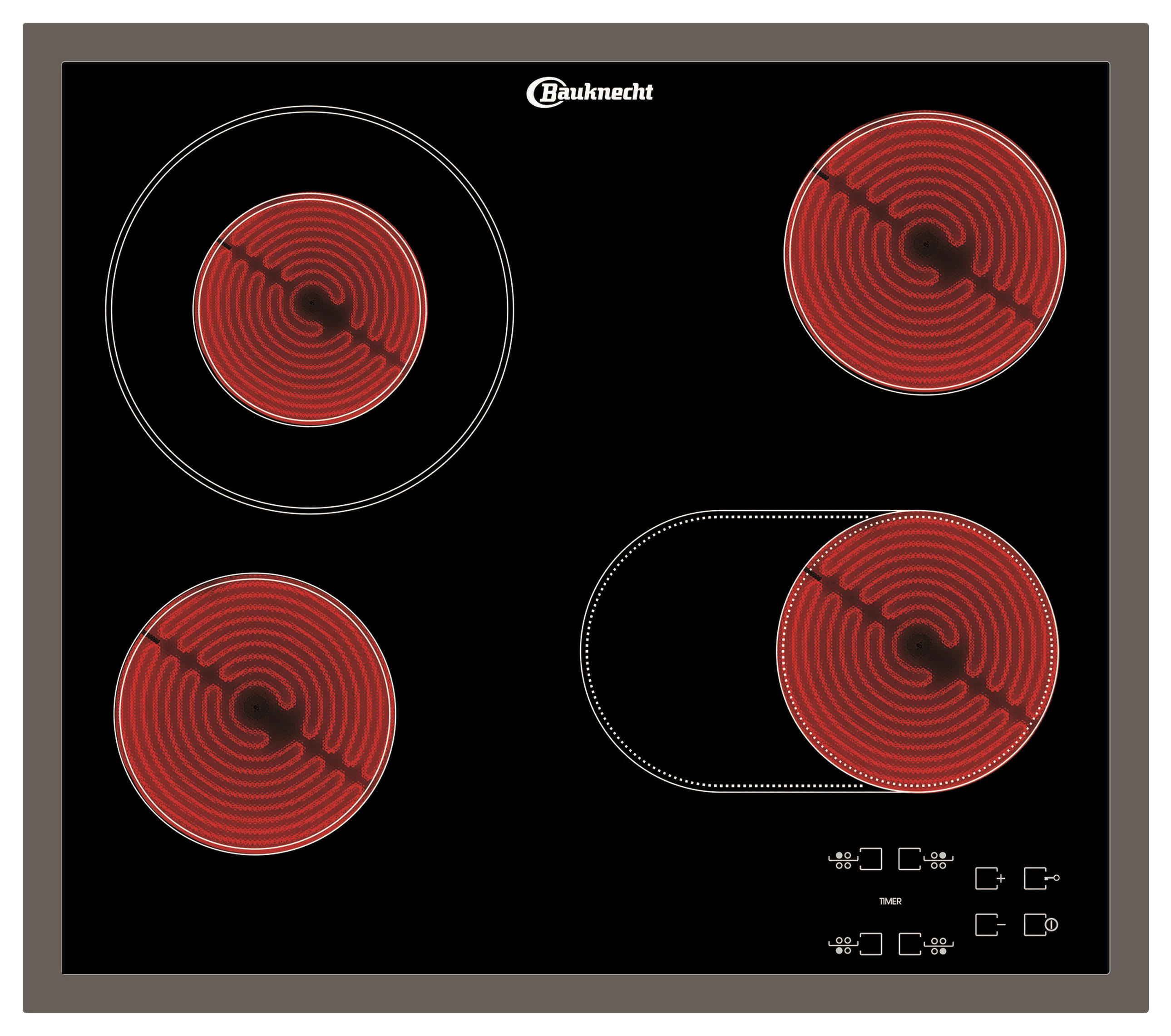 GLASKERAMIKKOCHFELD CTAR 7642 IN  - Edelstahlfarben/Schwarz, Basics, Glas/Metall (58/5/51cm) - Bauknecht