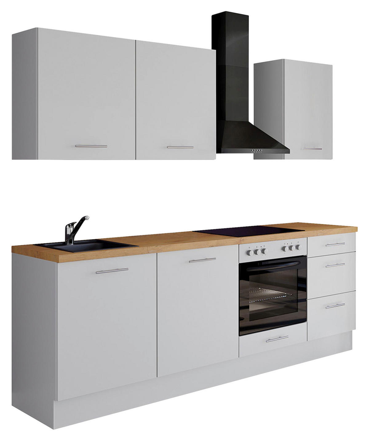 KÜCHENLEERBLOCK 230 cm   Weiss  - Weiss/Edelstahlfarben, Design, Holzwerkstoff/Metall (230cm) - Impuls