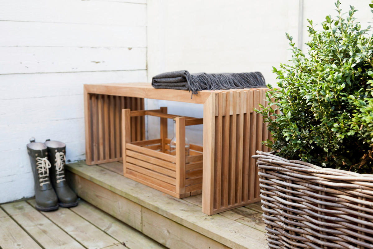 SITZBANK 104/43/35 cm Teakfarben Teakholz vollmassiv  - Teakfarben, KONVENTIONELL, Holz (104/43/35cm) - MID.YOU