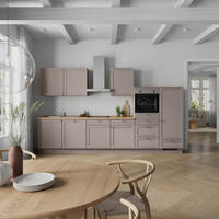 KÜCHENBLOCK Frame 360 cm  in Eichefarben, Beigebraun  - Edelstahlfarben/Eichefarben, MODERN, Holzwerkstoff/Metall (360cm) - Nobilia