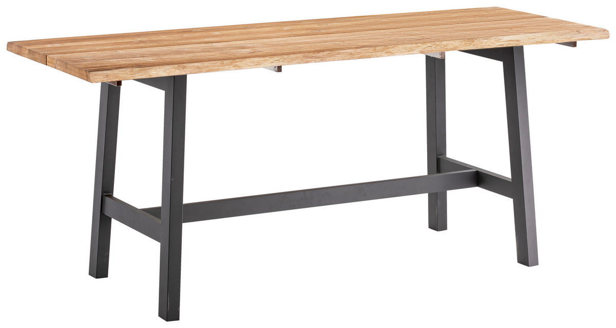 GARTENTISCH 220/80/92 cm Holz, Metall rechteckig  - Anthrazit/Teakfarben, Design, Holz/Metall (220/80/92cm)