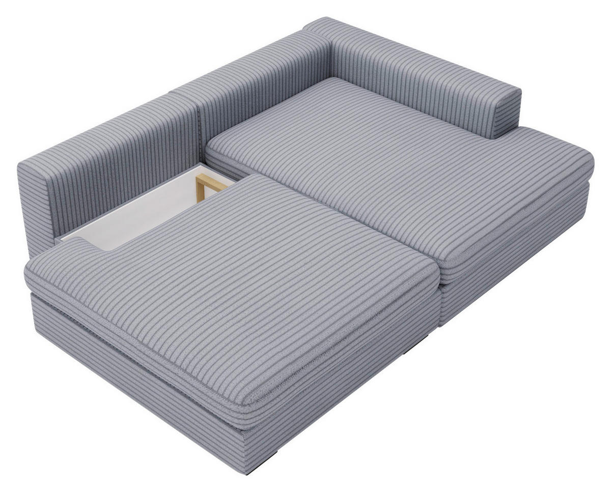 ECKSOFA in Cord Blaugrau  - Blaugrau/Schwarz, Design, Kunststoff/Textil (223/158cm) - Lomoco
