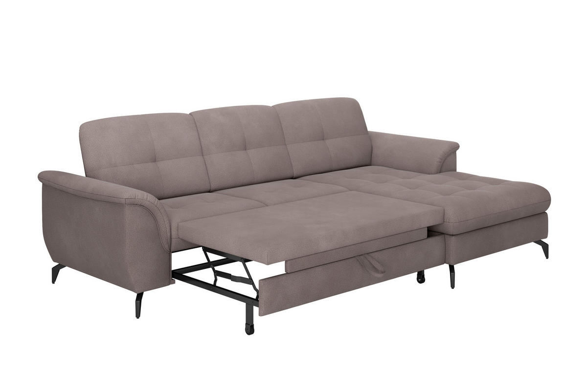 ECKSOFA ZORA E Taupe Flachgewebe  - Taupe/Schwarz, MODERN, Textil/Metall (262/164cm) - Sit & More