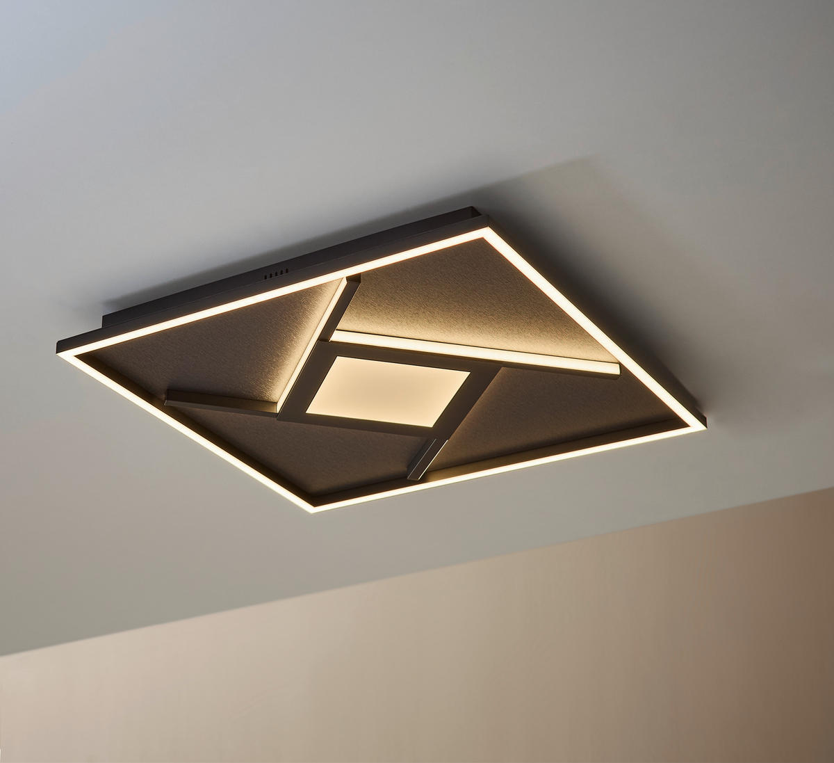 LED-DECKENLEUCHTE     - Schwarz, Design, Kunststoff/Textil (4,7/46/46cm) - Brilliant