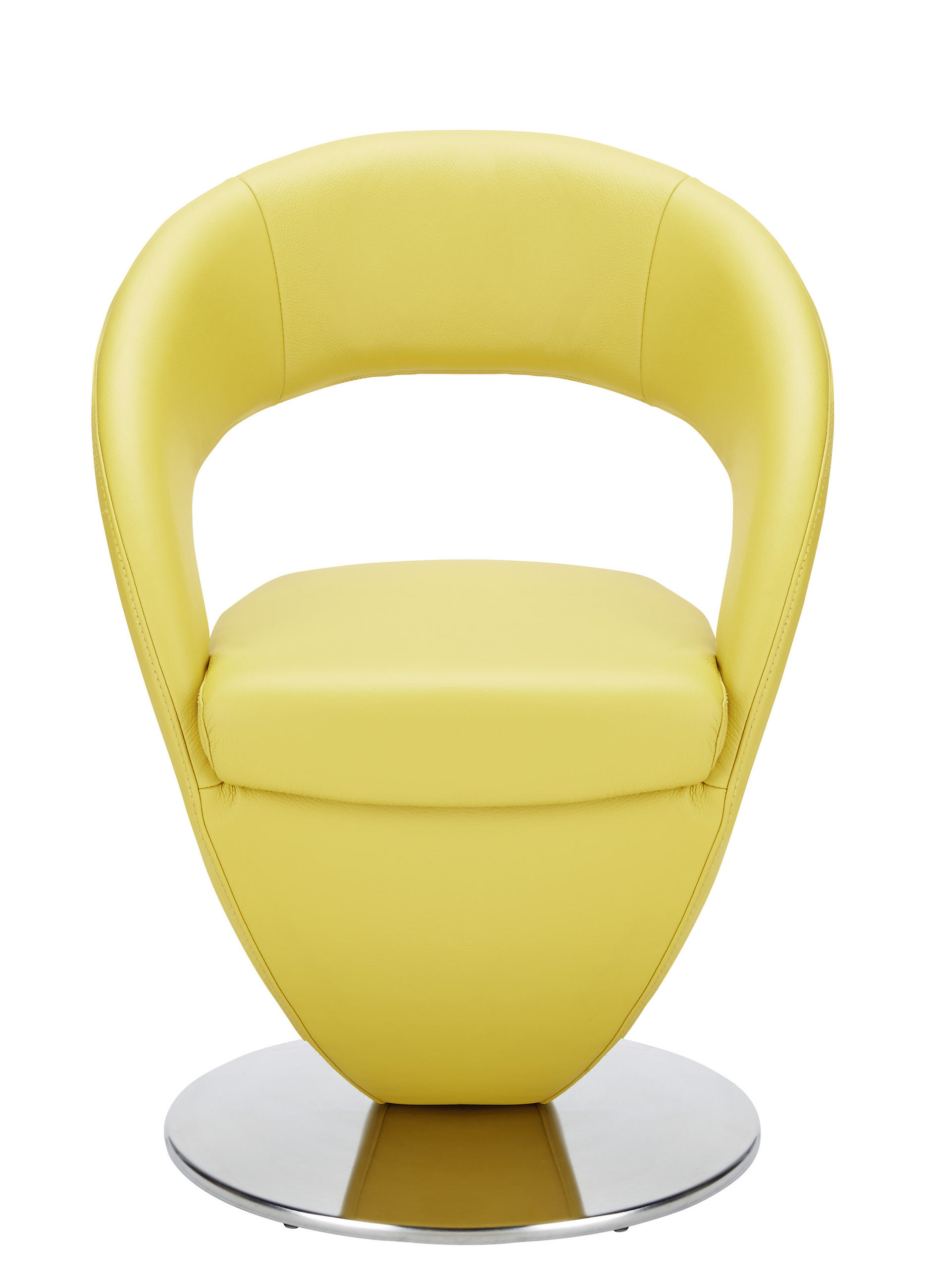 STUHL Echtleder Gelb, Edelstahlfarben Lederauswahl, Stoffauswahl - Edelstahlfarben/Gelb, Design, Leder/Metall (62/86/61cm) - Moderano
