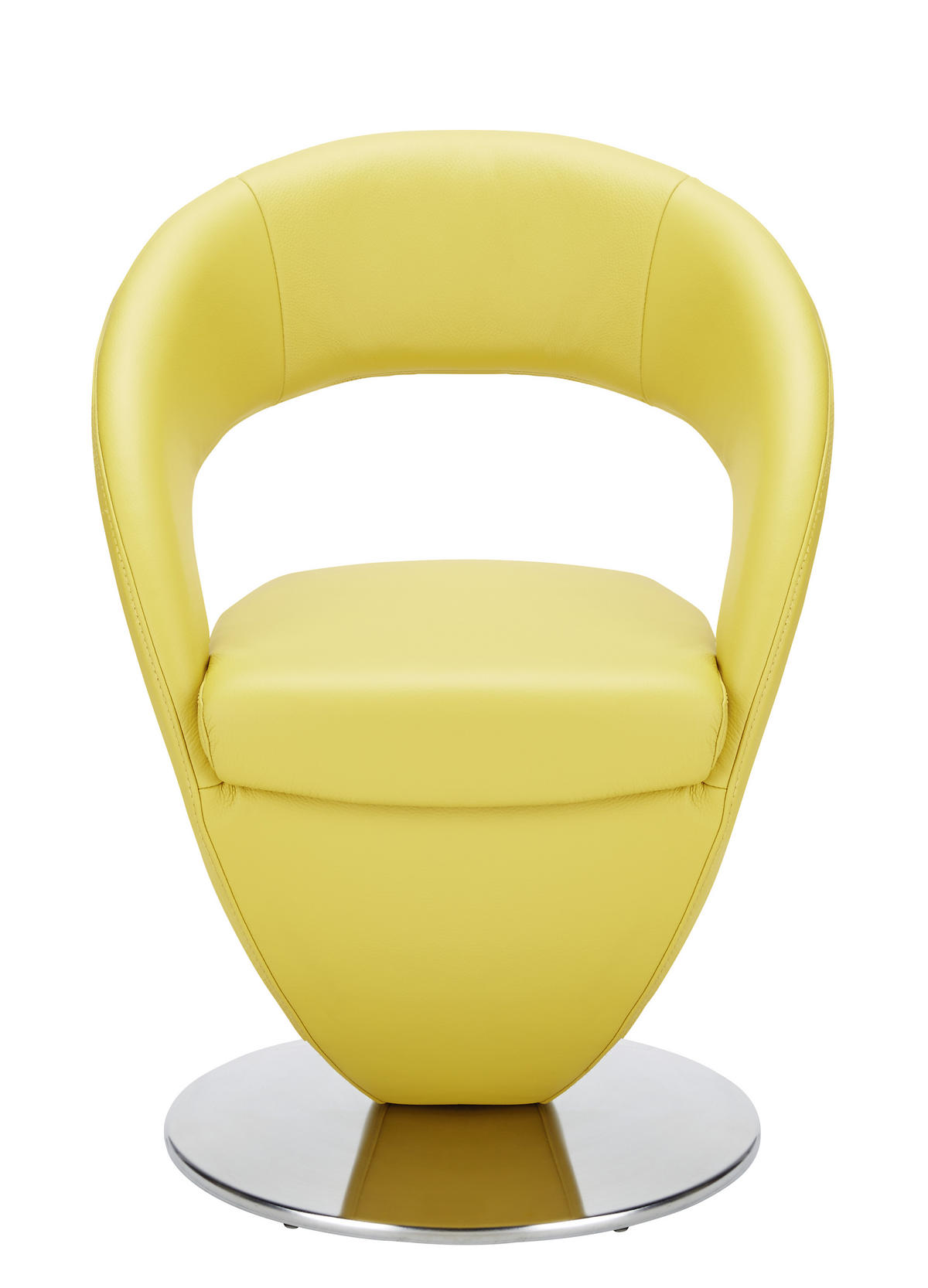STUHL  in Echtleder pigmentiert Leder  - Edelstahlfarben/Gelb, Design, Leder/Metall (62/86/61cm) - Moderano