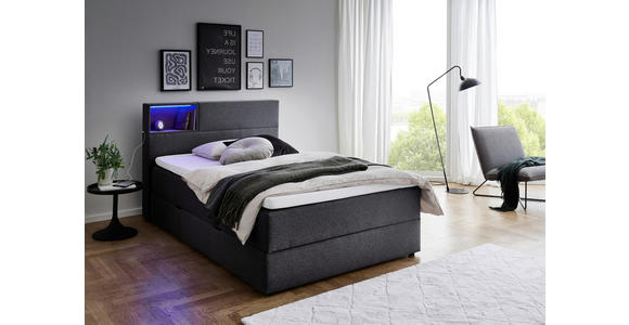 BOXSPRINGBETT 120/200 cm in Anthrazit - Anthrazit/Schwarz, Design, Holz/Textil (120/200cm) - Xora