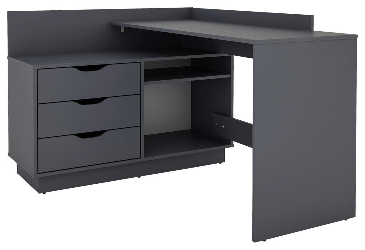ECKSCHREIBTISCH 129/83,5/105 cm  in Anthrazit  - Anthrazit, Basics, Holzwerkstoff (129/83,5/105cm) - MID.YOU