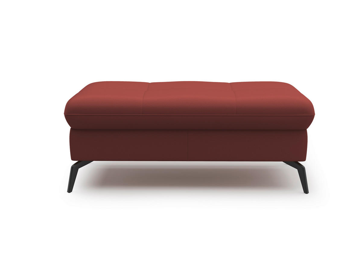 HOCKER in Leder Rotbraun  - Rotbraun/Schwarz, KONVENTIONELL, Leder/Metall (102/47/69cm) - Sit & More