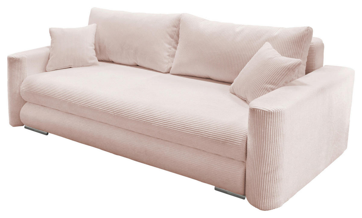 SCHLAFSOFA in Cord Rosa  - Silberfarben/Rosa, Design, Kunststoff/Textil (232/88/105cm) - MID.YOU