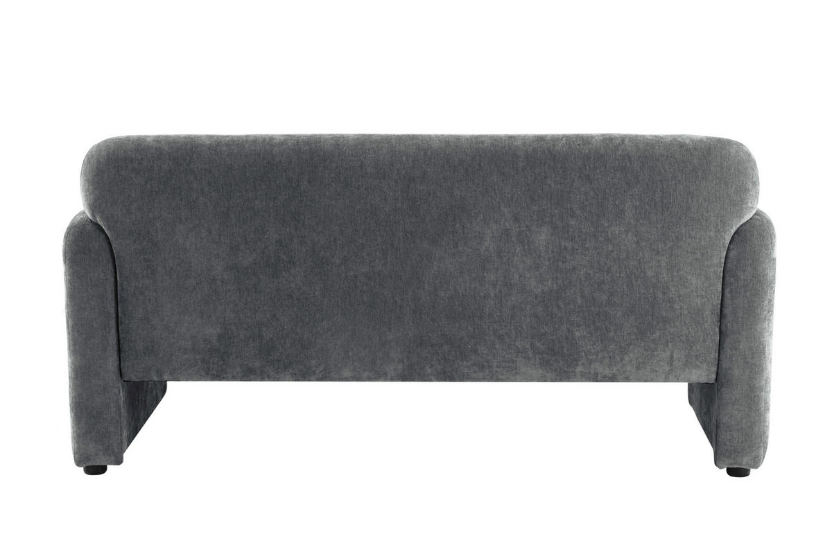2-SITZER-SOFA MILA Samt Grau  - Schwarz/Grau, Design, Kunststoff/Textil (148/83/76cm) - MID.YOU