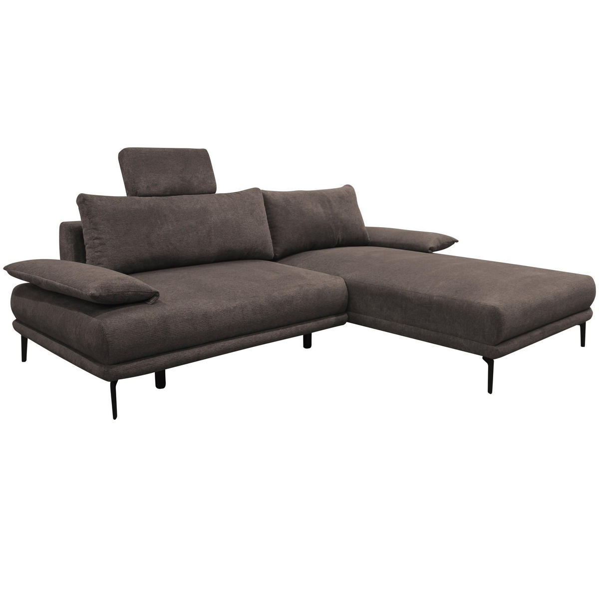 ECKSOFA in Webstoff Graubraun  260/192 cm  - Graubraun/Schwarz, Design, Textil/Metall (260/192cm) - MID.YOU