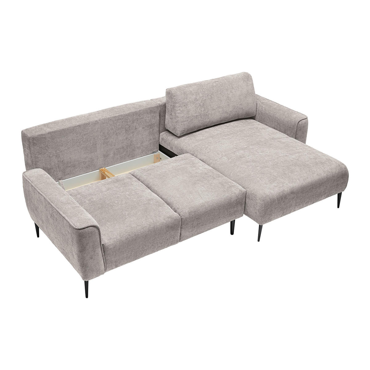 HÖRNSOFFA i vävt tyg taupe  - svart/taupe, Modern, metall/textil (255/164cm) - MID.YOU
