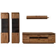 WOHNWAND 4-teilig  in Grau, Eichefarben  340/204/50 cm  - Eichefarben/Anthrazit, Natur, Glas/Holz (340/204/50cm) - Linea Natura